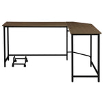 ZUN Oak and Black L-shape Computer Desk B062P184562