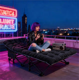 Black outdoor camping bed with mat and handbag, heavy-duty outdoor bed 33393894