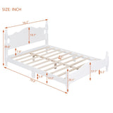 Full Size Wood Platform Bed Frame,Retro Style Platform Bed with Wooden Slat Support,White WF310129AAK