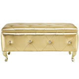 Upholstered Storage Ottoman Bench For Bedroom End Of Bed Faux Leather Rectangular Storage Benches W2268P291485