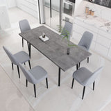 55.12-70.87" expandable rectangular dining table that can accommodate 4-6 people, equipped with 6 PU 94332350