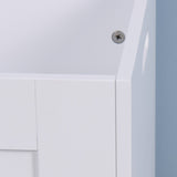 White Lift Top Entryway Storage Cabinet with 2 Safety Hinge, Wooden Toy Box W40914887