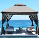 ZUN Outdoor 11x 11Ft Pop Up Gazebo Canopy With Removable Zipper Netting,2-Tier Soft Top Event 28407107