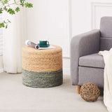 Round Pouf Ottoman Natural Seagrass Pouf Footrest, Foot Stool for Bedroom Living Room Accent 12921405