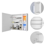 Minsk Medicine Cabinet, Mirror, Two External Shelves, Single Door Cabinet, Three Interior Shelves B128P148750