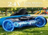 Blue 24V Electric Go-Kart for Kids with Dual 150W Motors Adjustable Seat 11.2mph High Speed Slow 25663223
