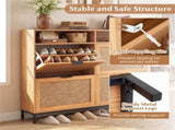 Boho Style Shoe Cabinet Cabinet with 4 Flip Drawers & Open Shelves, Freestanding Shoe Organizer for 84343778