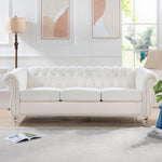 ZUN 84.65" Rolled Arm Chesterfield 3 Seater Sofa W68058494