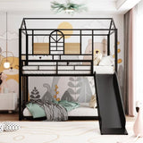 Twin Over Twin Metal Bunk Bed ,Metal Housebed With Slide,Three Colors Available. MF291674AAB