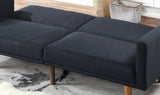 ZUN Modern Electric Look 1pc Convertible Sofa Couch Black Linen Like Fabric Cushion Clean Lines Wooden HS00F8504-ID-AHD