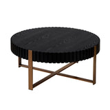 ZUN Modern Handcraft Drum Coffee Table 31.5 inch Round Coffee Table for Living Room,Small Coffee Table W2582P167649