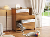 Modern 2 IN 1 Cat Furniture, Cat Litter Box Enclosure Side Table, Cat House with Storage, for 2 N752P394342D