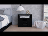 Nightstand 20"H, Two Drawers, One Shelf, Superior Top, Black B097133152