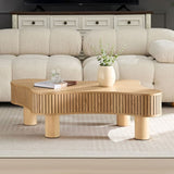42.52 Inch Modern Wooden Handcraft Drum Coffee Table Irregular Shaped Coffee Table for Living W2582P279956