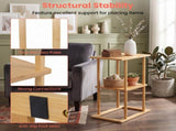 2-Piece Bamboo Side Table Set with Storage Shelves, 2-Tier End Table Nightstand for Living Room 56809059