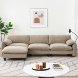108" Modular Sectional Sofa, L-Shape with 31.5" Extra-Wide Seat Cushion, USB and Type-C Charger, 76049104