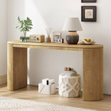 U_STYLE Curved Design Console Table with Unique Vertical Stripe Design ,Suitable for Living N711P205935N