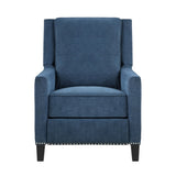 Modern Home Furniture Reclining Chair 1pc Blue Textured Fabric Upholstered Nailhead Trim Solid Wood B011P190688