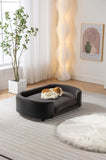 ZUN Scandinavian style Elevated Dog Bed Pet Sofa With Solid Wood legs and Black Bent Wood Back, Cashmere W794125945