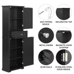 ZUN Tall Bathroom Storage Cabinet, Freestanding Storage Cabinet with Drawer and Adjustable Shelf, MDF WF312727AAB