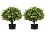 22in Artificial Boxwood Topiary Ball Trees in Pots for Indoor Outdoor Home Garden Decor 2pcs/set W2945P359771