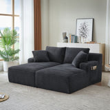 Compressible double chaise lounge with cupholders - No Assembly Required, Fluffy Modern Sleeper W2339P346393