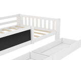 Twin Platform Bed with Chalkboard,Solid Wood Platform Bed with Storage Drawers and Shelves,Childlike W1580P362704