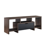 ZUN Two- Toned 60 Inch Modern TV Stand with Three Shelves, Large Drawer- Walnut Oak & Black B107130933