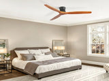 52 Inch Ceiling Fan No Light, Flush Mount Low Profile, 3 Wood Blades with Remote Control, Quite DC W934P515281