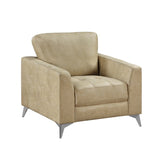 Sand-Hued Polished Microfiber Upholstery Elegant Modern Style Chair 1pc Solid Wood Living Room B011P204087