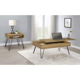 Golden Oak and Black Square End Table B062P153622