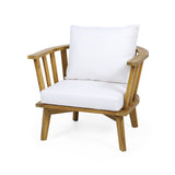 Outdoor Acacia Wood Patio Club Chair, Wooden Patio Furniture,Waterproof Thick Cushion Deep Seating 64851.00WHI