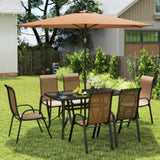Outdoor dining table and chair package with umbrella 71751656