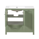 ZUN 36" Bathroom Vanity with Sink, One Cabinet with Two doors and One Big Drawer and One Flip Drawer, 04654643