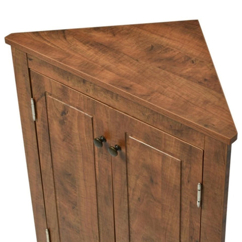 Brown Triangle Bathroom Storage Cabinet with Adjustable Shelves, Freestanding Floor Cabinet for Home 70212675