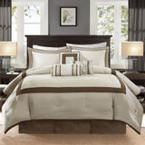 7 Piece Comforter Set Taupe/Brown King B03597133