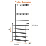 ZUN Entryway Coat Hat Rack Shoe Storage Shelf 5 Tier Shoe Rack Freestanding Hall Tree Garment Hanger 14015095