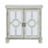 ZUN Classic Storage Cabinet Antique White 1pc Modern Traditional Accent Chest with Mirror Doors Pendant B011P169760