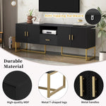 ZUN U-Can Modern TV Stand for TV up to 70 Inches,TV Cabinet with 1 Drawer, 2 Cabinets and Metal Legs, N724P198472B