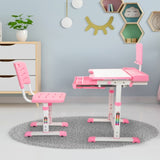 ZUN Height Adjusting Kid's Desk and Chair Set Study Station with Tiltable Table-top, Corner Guard,Book W2181P165495