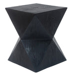 ZUN 14.25" Black Symmetry Concrete Side Table with Smooth Wood Grain Texture and Modern N767P192080B