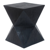 ZUN 14.25" Black Symmetry Concrete Side Table with Smooth Wood Grain Texture and Modern N767P192080B