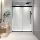 6076 Inch North American Frameless Double Sliding Matte Black Shower Door With Adjustable Soft W2517P280671