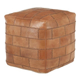 Cobbler Industrial Pouf in Brown Leather by LumiSource B202P223721
