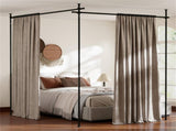 Drill-Free L-Shaped Room Divider Curtain Rod, Adjustable 28"-142"W x 4-10 ft H Heavy-Duty Partition 40379291