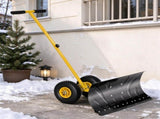 29" Blade Rolling Snow Pusher, Wheeled Snow Shovel with Adjustable Handle for Driveway & Sidewalk, 66892533
