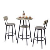 ZUN Round bar stool set with shelf, upholstered stool with backrest Grey, 23.62'' W x 23.62'' D x W1162101846