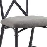 Grey and Sandy Black Side Chair with X-Shape Back B062P189188