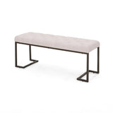 Upholstered Button Tufted Bench,Beige and Bronze N757P256383A