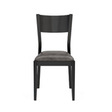 Set of 2 Padded Leatherette Dining Chairs in Black and Gray Finish B016P156572